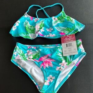 Kanu Surf UPF 50+ Alania Bikini set, tropical floral,ruffle top
